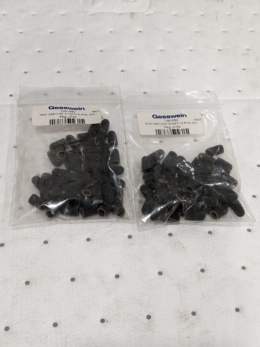 Gesswein Abrasive Caps - Round Top 3/16" x 7/16", 150 Grit Qty 100 1041050