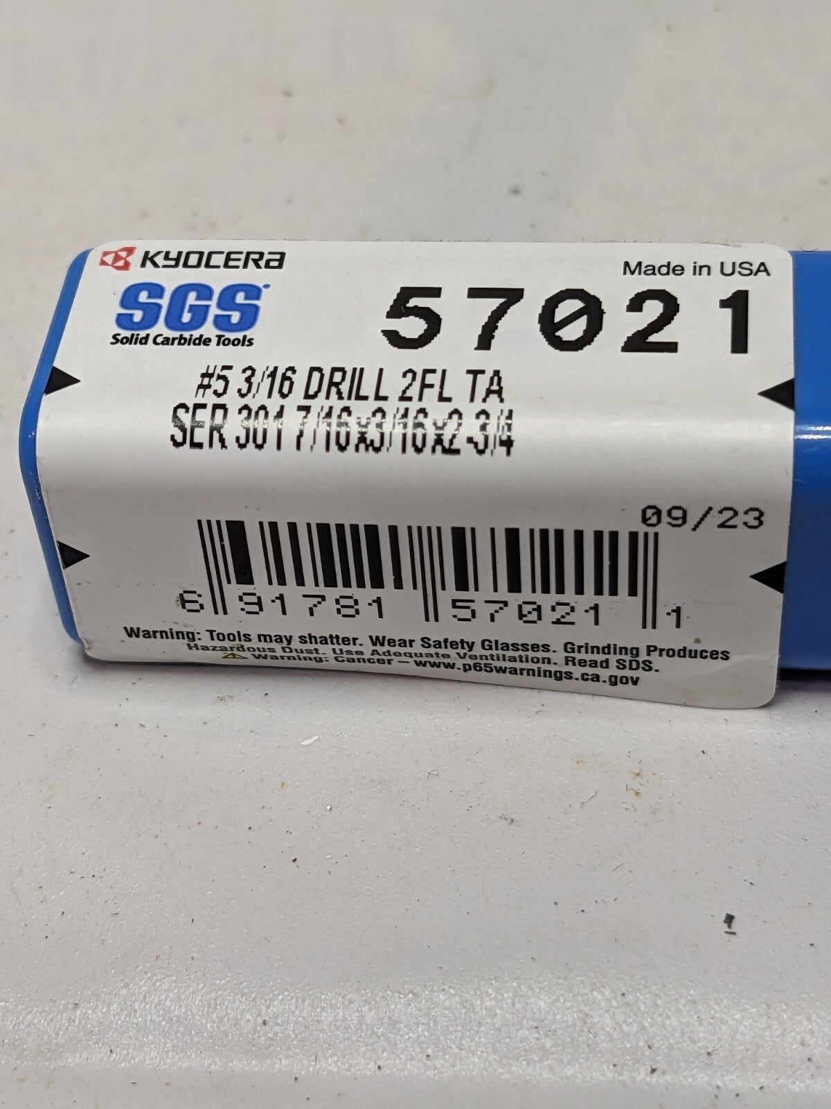 SGS Combo Drill &amp; Countersink: 3/16, 118°, Solid Carbide 57021