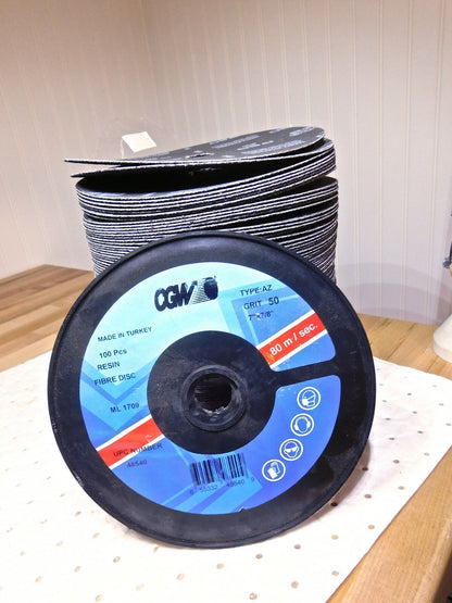 CGW Zirconia Alumina Fiber Disc 7 Dia 7/8 Hole 50 Grit 8600 RPM Qty 100 48540