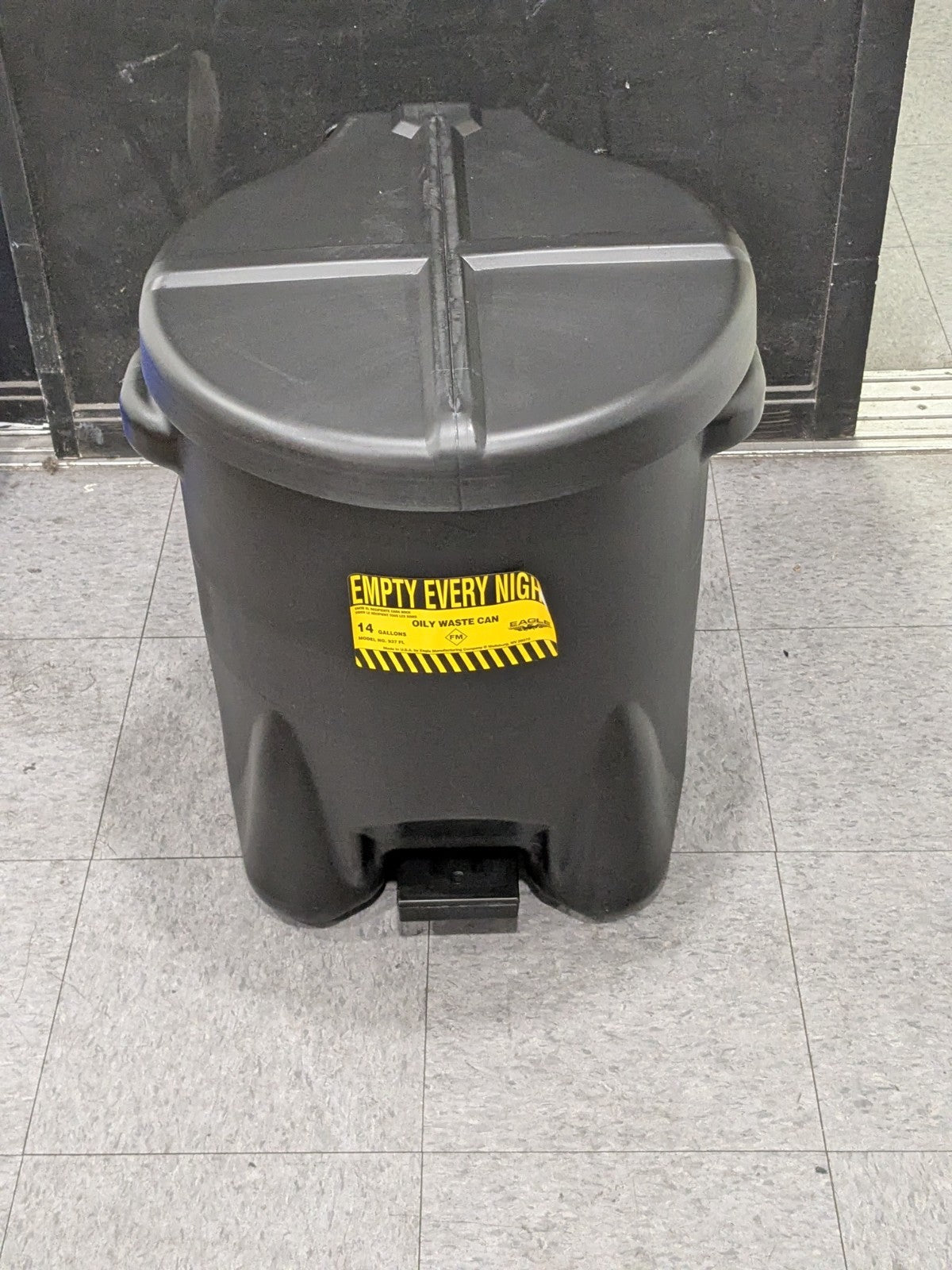 Eagle 14 Gallon Capacity, HDPE Waste Can with Foot Lever 937FLBLK