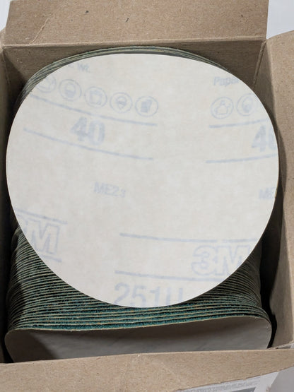 3M 5" Dia PSA Disc: 40 Grit, Aluminum Oxide Qty 100 7010363745