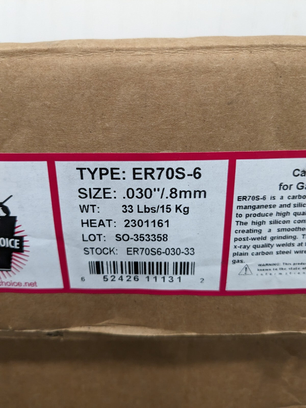 WELDER'S CHOICE MIG Welding Wire: 0.0300" Dia, Carbon Steel ER70S-6