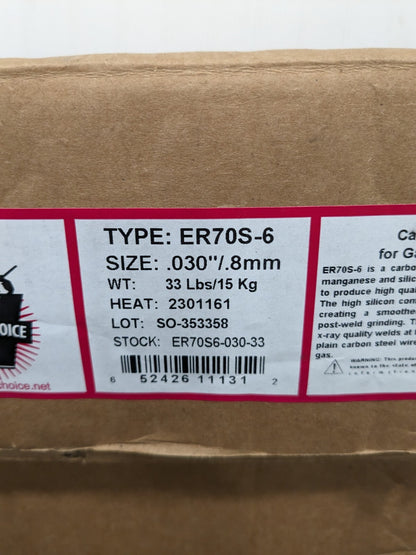 WELDER'S CHOICE MIG Welding Wire: 0.0300" Dia, Carbon Steel ER70S-6