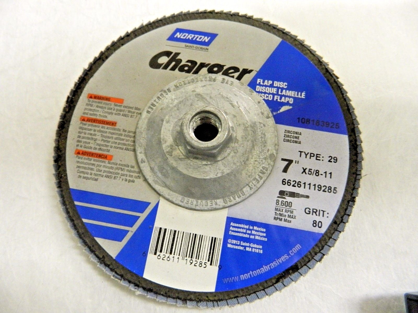 Norton Charger Conical Flap Discs 7" x 5/8"-11 80 Grit Qty. 5 66261119