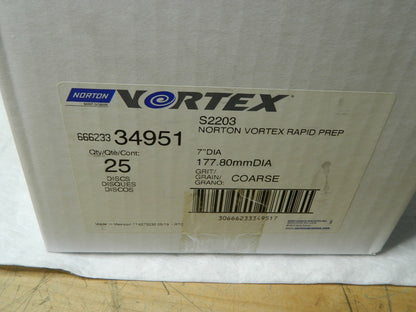 NORTON 7" Diam Hook & Loop Disc Coarse Grade Qty 25 66623334951