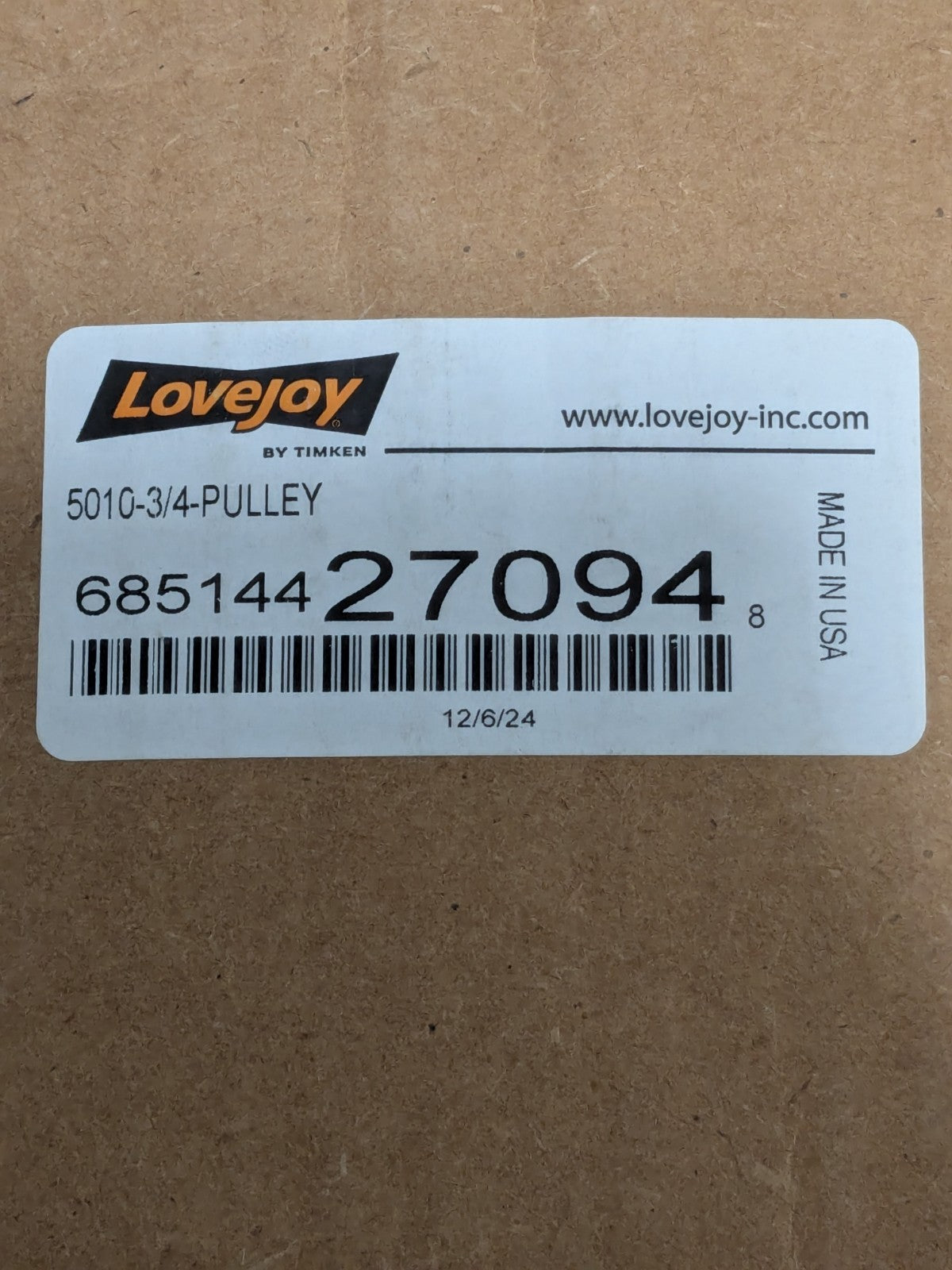 Lovejoy Spring Loaded Variable Speed Pulley 3-1/2" L 1.72" Min Pitch 6