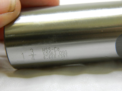 OSG Square End Mill: 1-3/4" Dia, 1-5/8" LOC, 2 Flutes, Cobalt 5206300