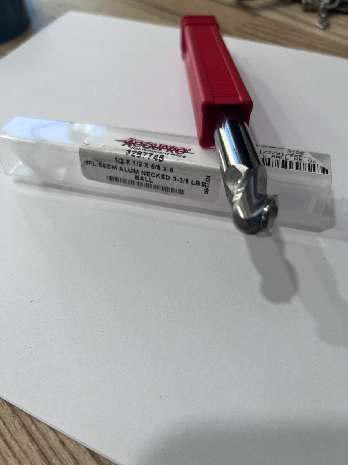 Accupro Ball End Mill: 1/2" Dia, 5/8" LOC, 3 Flute, Solid Carbide 315877