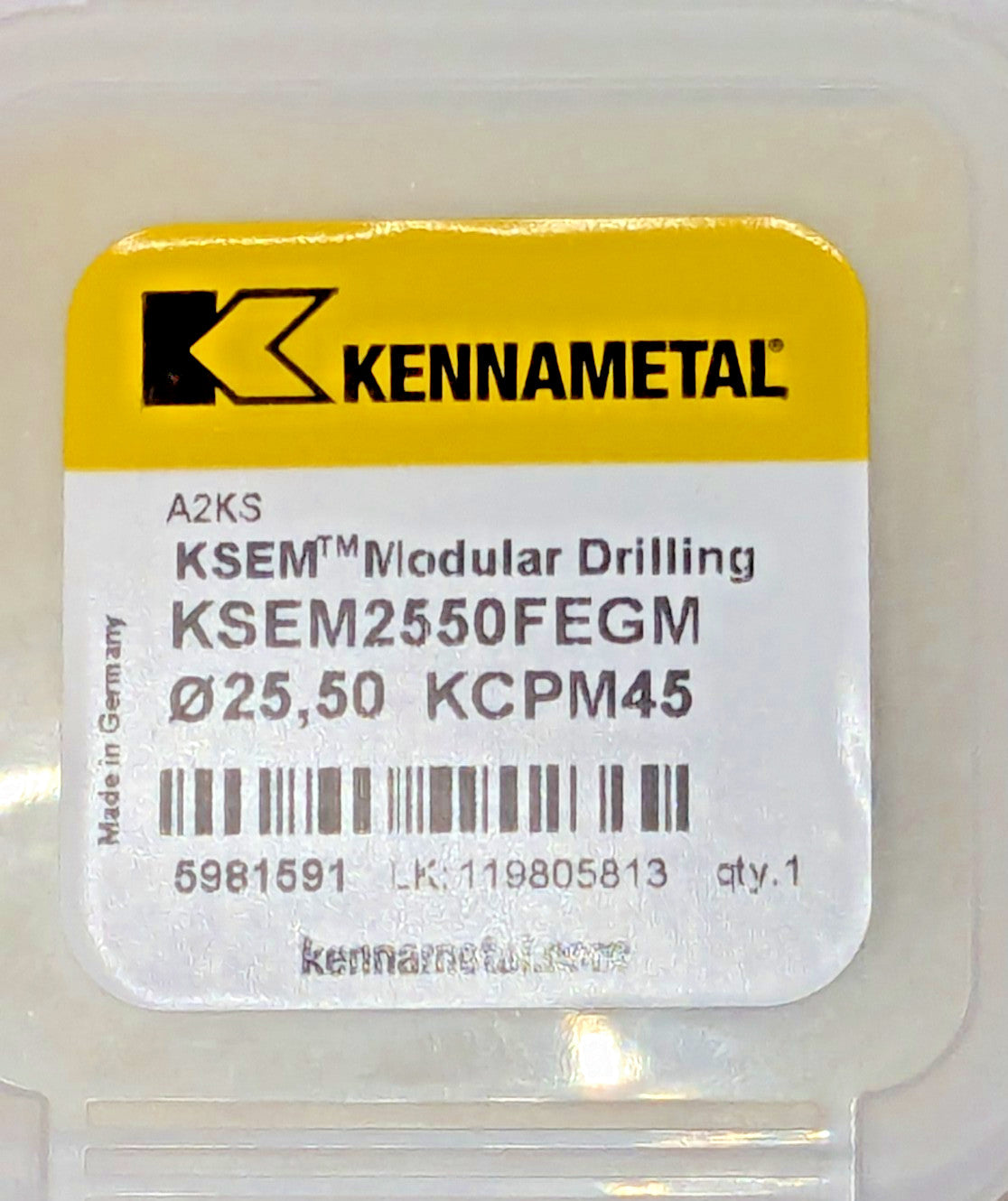 Kennametal Carbide Replaceable Drill Tip 1.0039" Dia 25.50 mm Dia 5981591