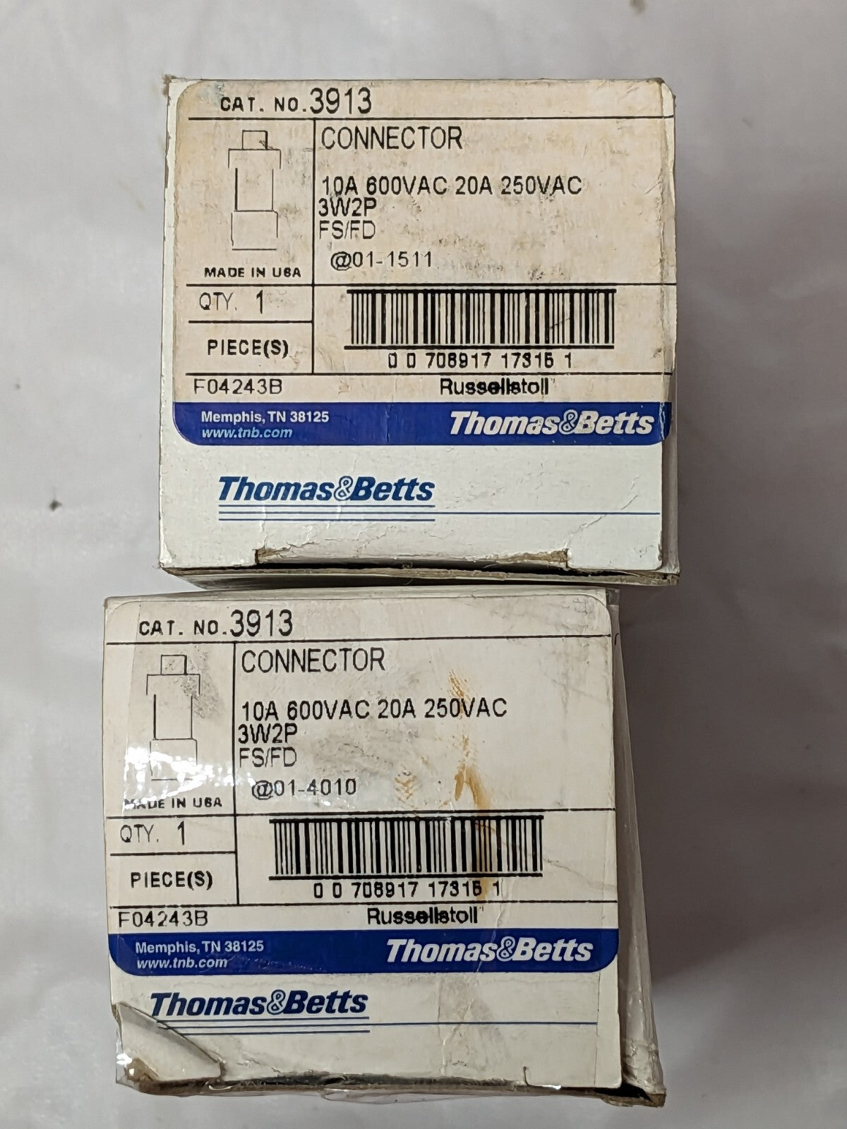 Thomas & Betts FS/FD Metallic Connections Systems 20A 250VAC 3W2P QTY 2 3913