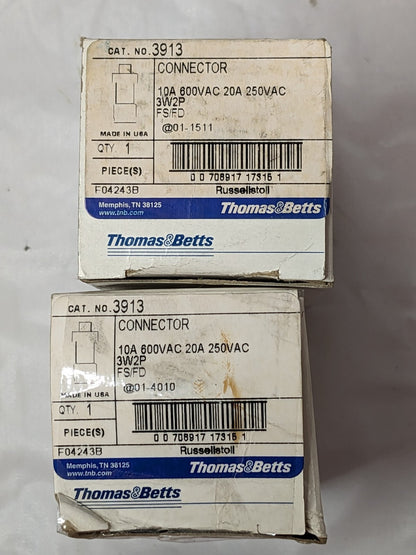 Thomas & Betts FS/FD Metallic Connections Systems 20A 250VAC 3W2P QTY 2 3913