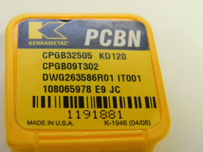Kennametal PCBN Turning Insert CPGB09T302 CPGB32505 KD120 1191881