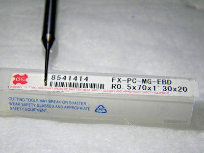 OSG Carbide Center Cutting Ball End Mill FX-PC-MG-EBD W R0.5 X 1 X 70  8541414