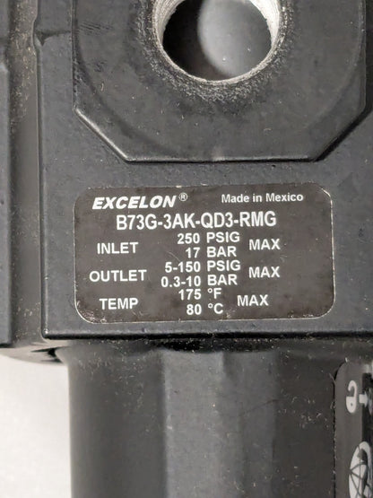 Norgren Excelon Air Filter / Regulator 5-150PSIG 3/8 B73G-3AK-QD3-RMG