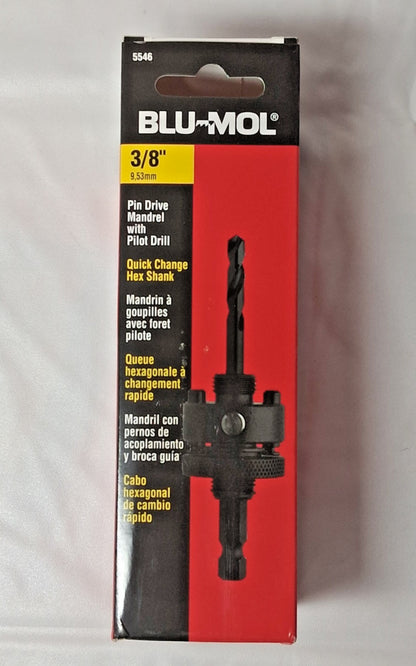 Blu Mol QTY3 Hex Shanks Pin Drive Mandrel Hole Saw Accessory 1-1/4 in. x 6" 5546