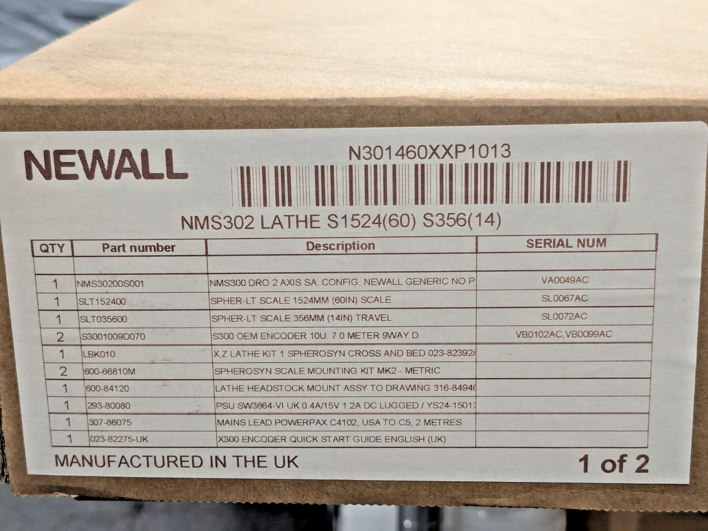 Newall Lathe DRO System 2 Axes 14" X-Axis /60" Z-Axis Travel N301460XXP1013