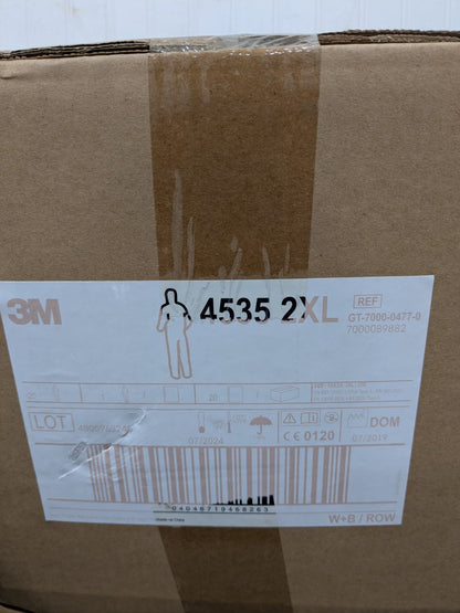 3M Protective Coverall Size: White/Blue 2XL QTY20 4535-2XL