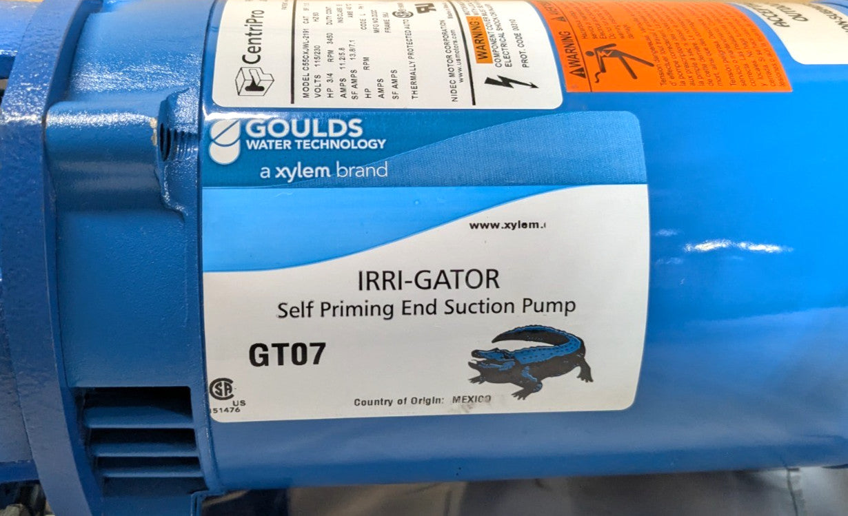 GOULDS PUMPS Irri-Gator Self-Priming Centrifugal Pump  115/230V  3/4hp  GT07