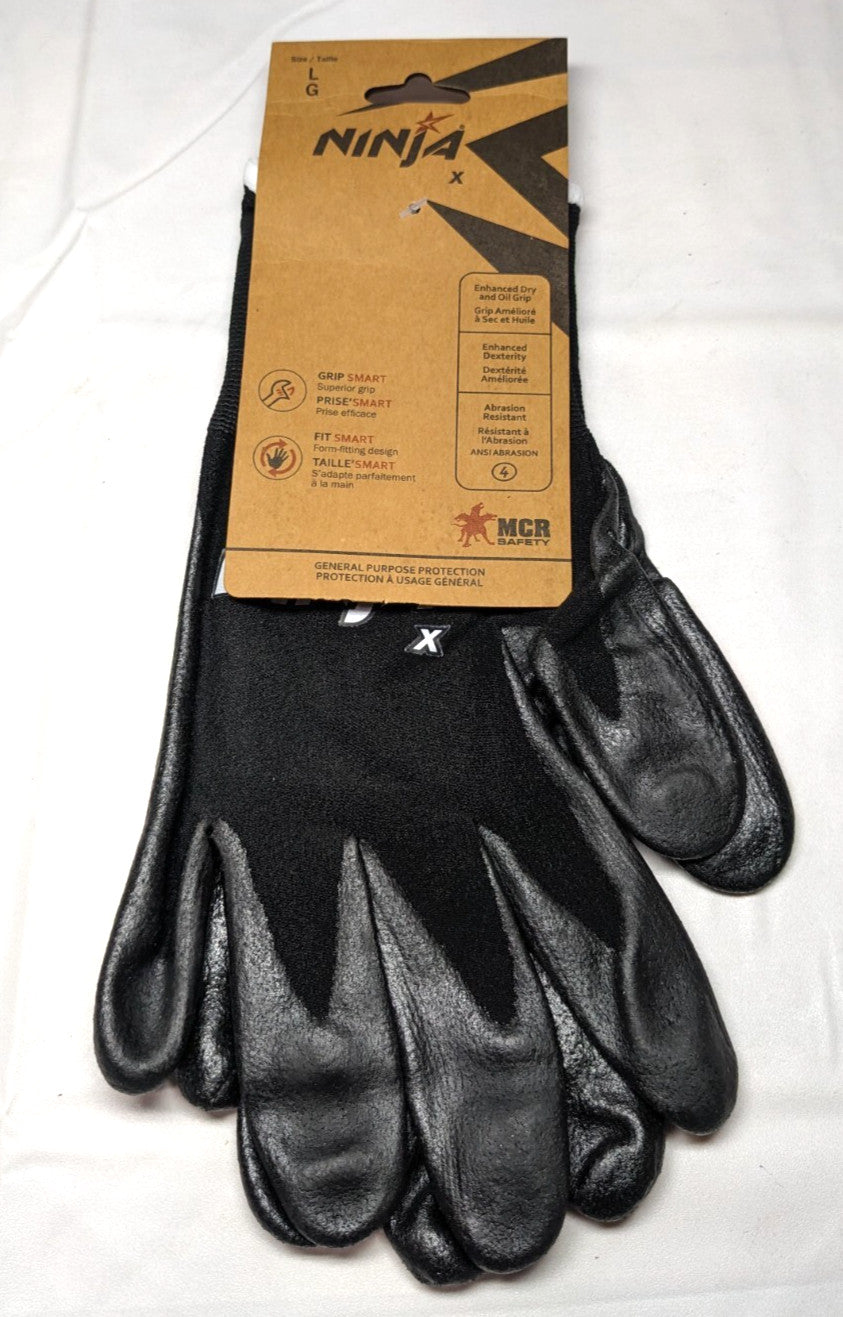 MCR SAFETY Work Gloves Ninja Max Size Large Nitrile-Coated Nylon *6 PACK*  N9674