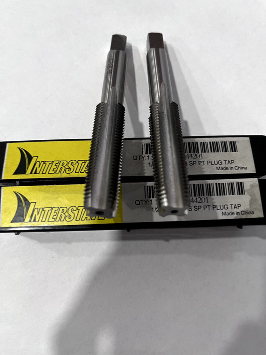Interstate 1/2-20 UNF 3B 3 Flute Bright Finish HSS Spiral Point Tap 2 per sale