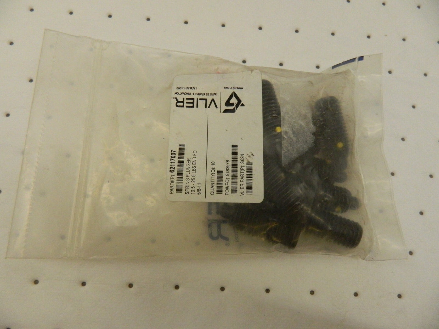 VLIER 5/8-11, 1-1/2" Thread Length 5/16" Steel Threaded Spring Plunger 10pc S62N