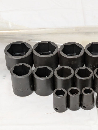 Proto Socket Set: Impact Standard, 19 Pc, 1/2" Drive, 3/8 to 1-1/2" J74106
