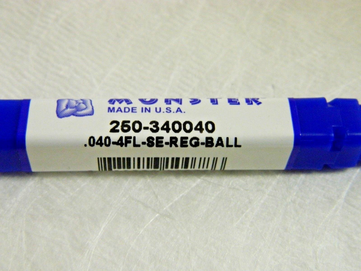 Monster Miniature Carbide End Mills Ballnose 0.040" Dia 4FL Qty 3 250-34004
