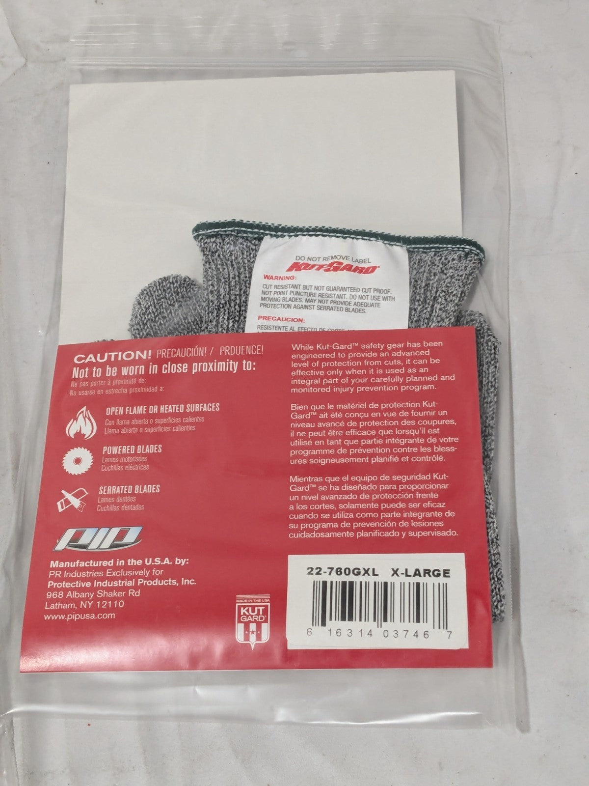 PIP Cut-Resistant Glove: Kut-Gard ANSI Cut A7 Size XL 2 Pack 22-760GXL