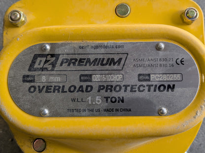 Oz Premium Manual Chain Hoist 3000 Lb. Capacity 10 Ft. Lift OZ015-10CHOP Used