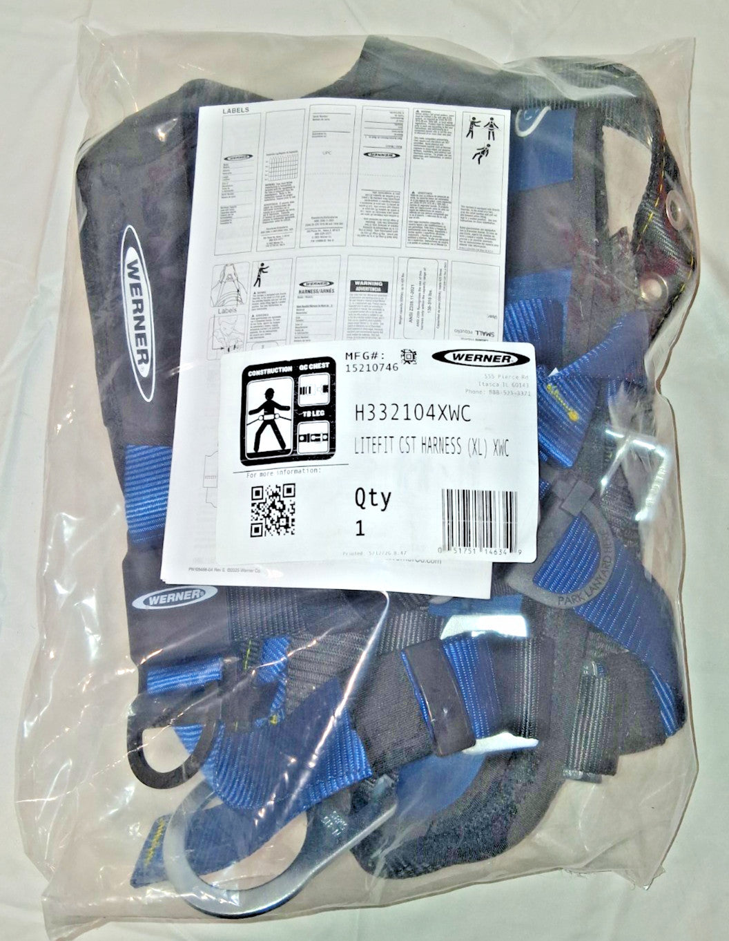 Werner Litefit XL Full-Body Fall Protection Harness H332104XWC