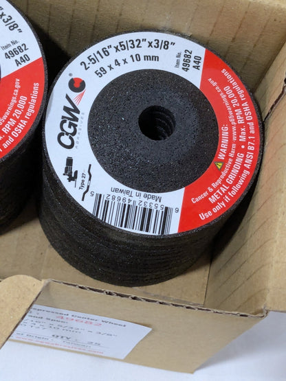 CGW Depressed-Center Wheel: Type 27, 2-5/16" Dia, 5/32" Thick Qty 25 49682