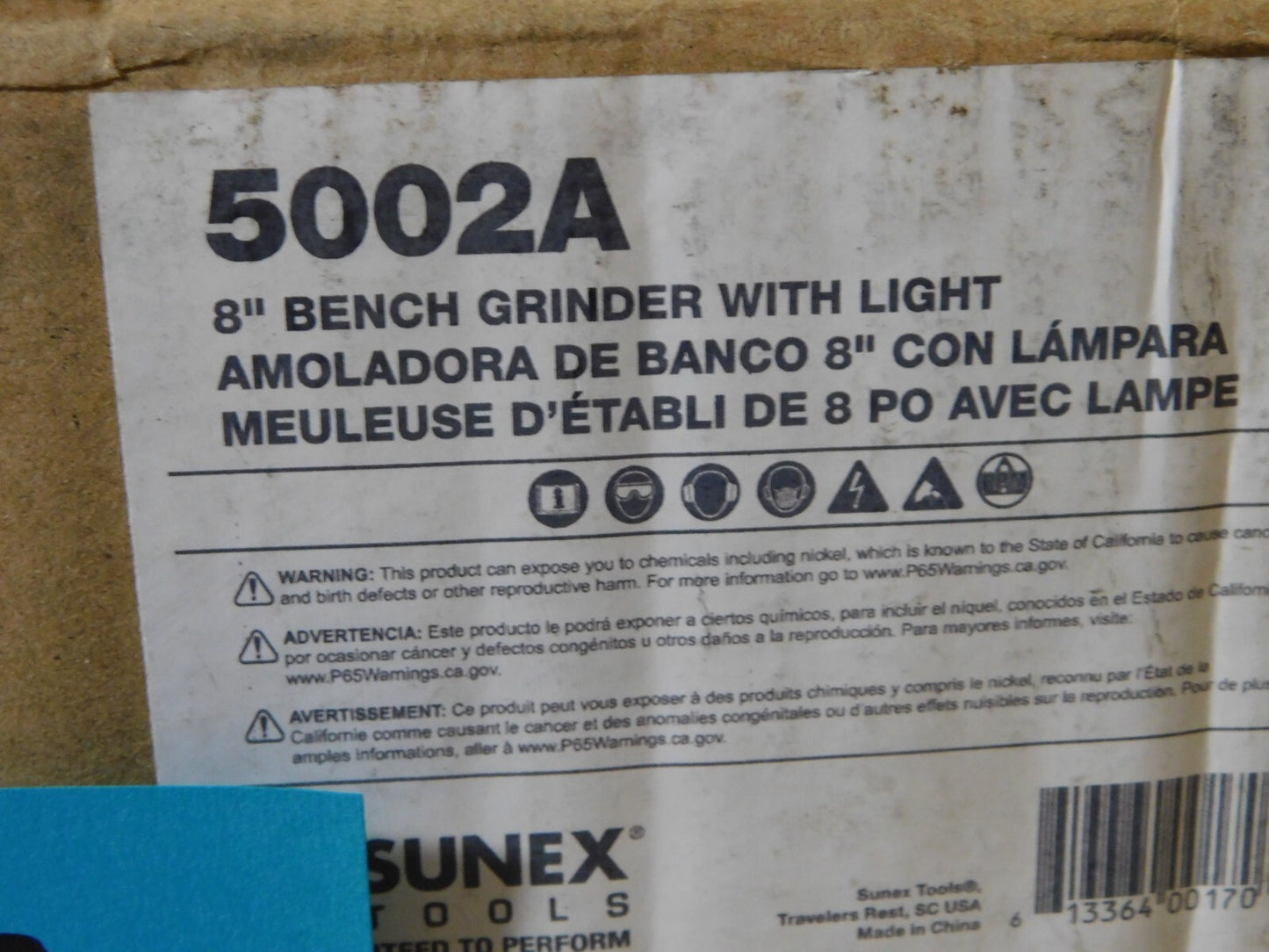Sunnex 8" Wheel Diam 3/4 hp Grinder 5002A
