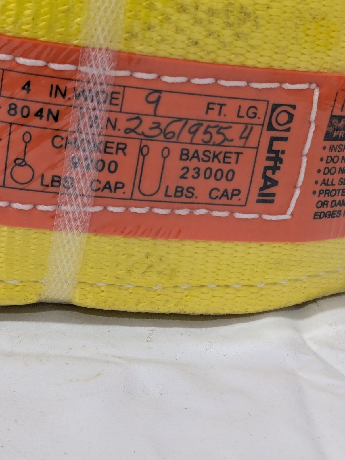 Lift-All Web Sling, Flat Eye And Eye, 9 Ft L, 4 In W, Nylon EE2804NFX9