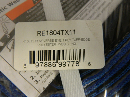 Lift-All Sling  1" x 11FT Reverse eye Polyester Web Sling RE1804TX11