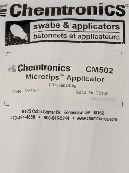 Chemtronics Swab, Single Head, 6.7" OAL, Microtip Series, 50/Pkg CM502