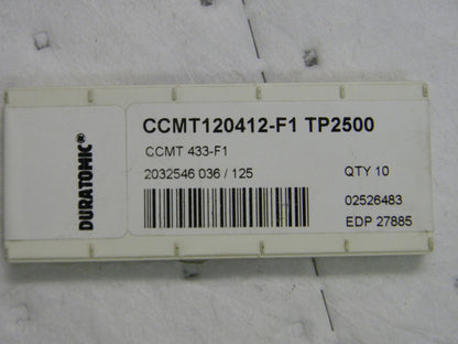 Seco  Carbide Turning Insert  pack of 9 CCMT433 F1 Grade TP2500  27885