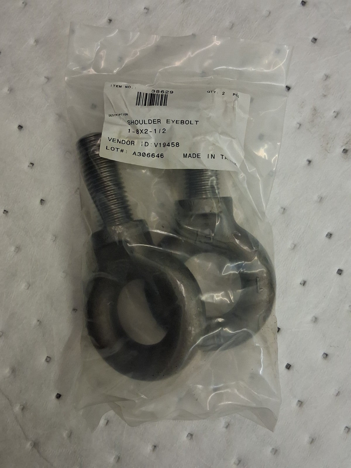 Pro Fixed Lifting Eye Bolts QTY2 W/ Shoulder 9,000 lb Capacity 1-8 Thread 38629