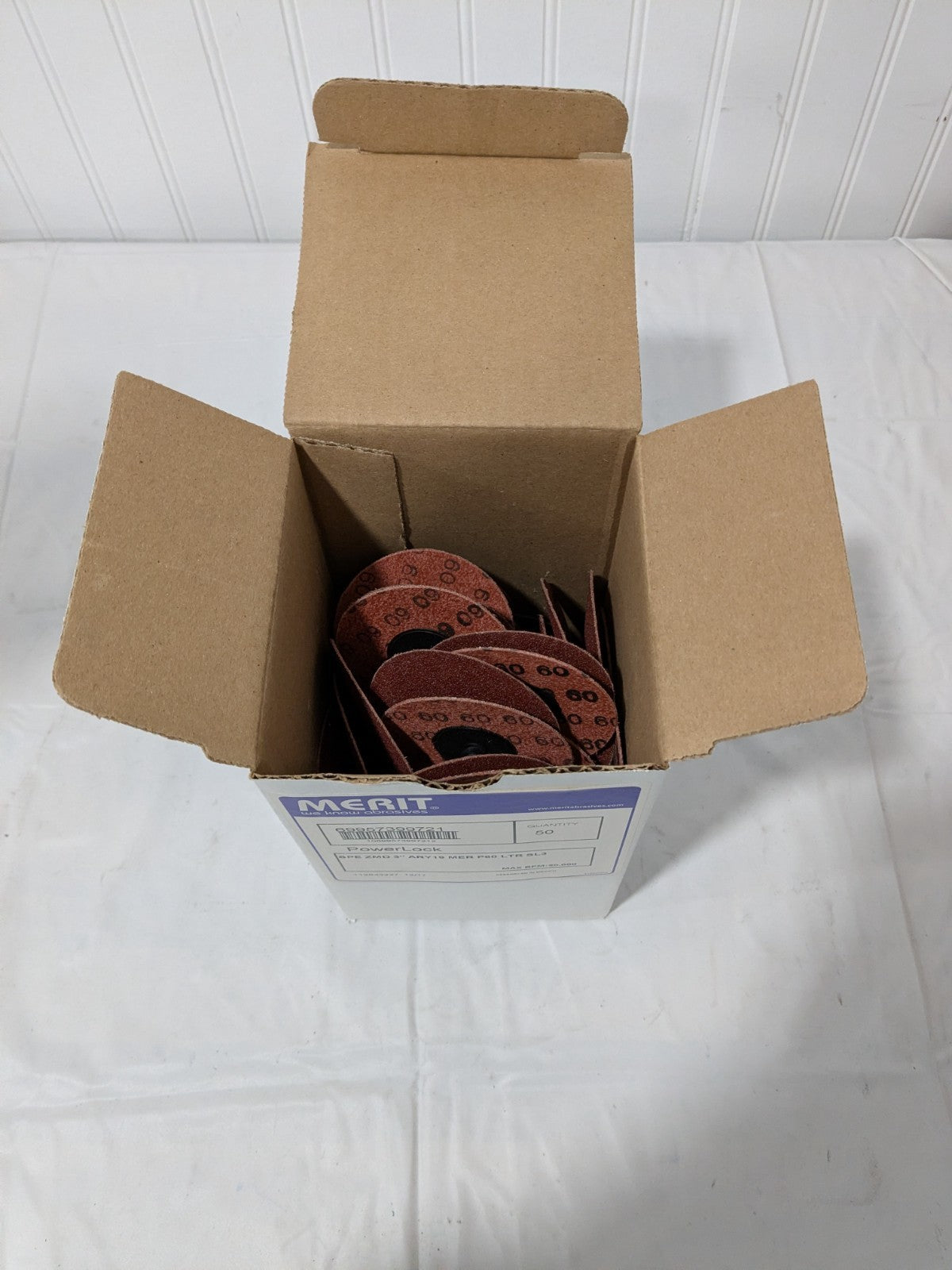 Merit Quick-Change Disc: Type R, 3" Dia, 60 Grit, AO, Coated Qty 50 6995739