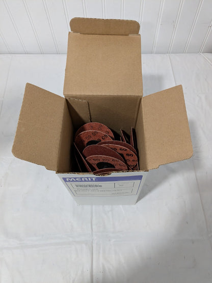Merit Quick-Change Disc: Type R, 3" Dia, 60 Grit, AO, Coated Qty 50 6995739