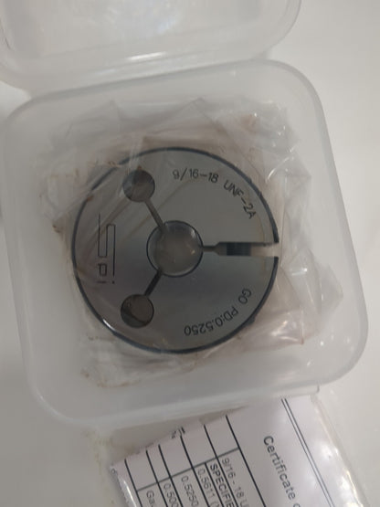 SPI Threaded Ring Gage: 9/16-18 Thread, Class 2A GO 23-183-7