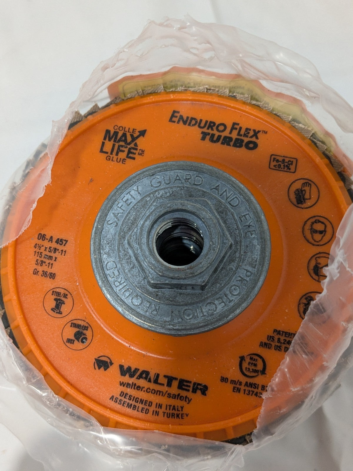 Walter Flap Disc: 4-1/2" Dia, Ceramic Alumina, Type 27 Qty 8 06A457