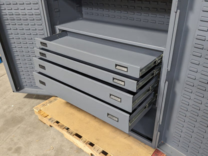 Durham Heavy Duty Storage Cabinet w/ Bins 4-Drawer 72 x 48 x 24 SCRATCH N DENT