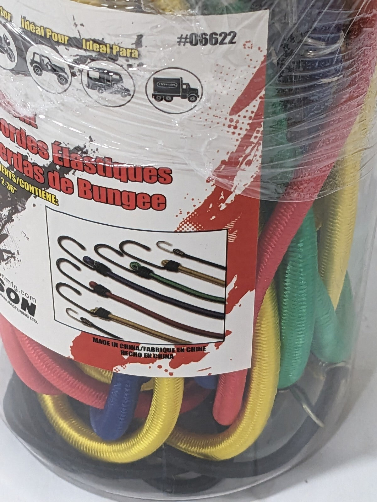 Erickson 25 Pk Bungee Cord Tie Down: S Hook, Non-Load Rated 06622