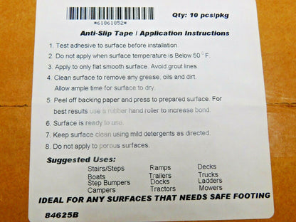 Anti-Slip Safety Tape Watch Your Step Black & Yellow 6" x 24" QTY 10 PCS 84625B