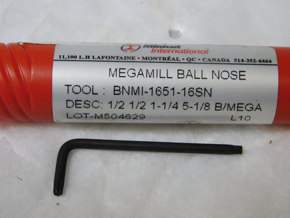 MiniCut International Indexible Ball Nose End Mill 1/2x 5.125L BNMI-1651-16SN