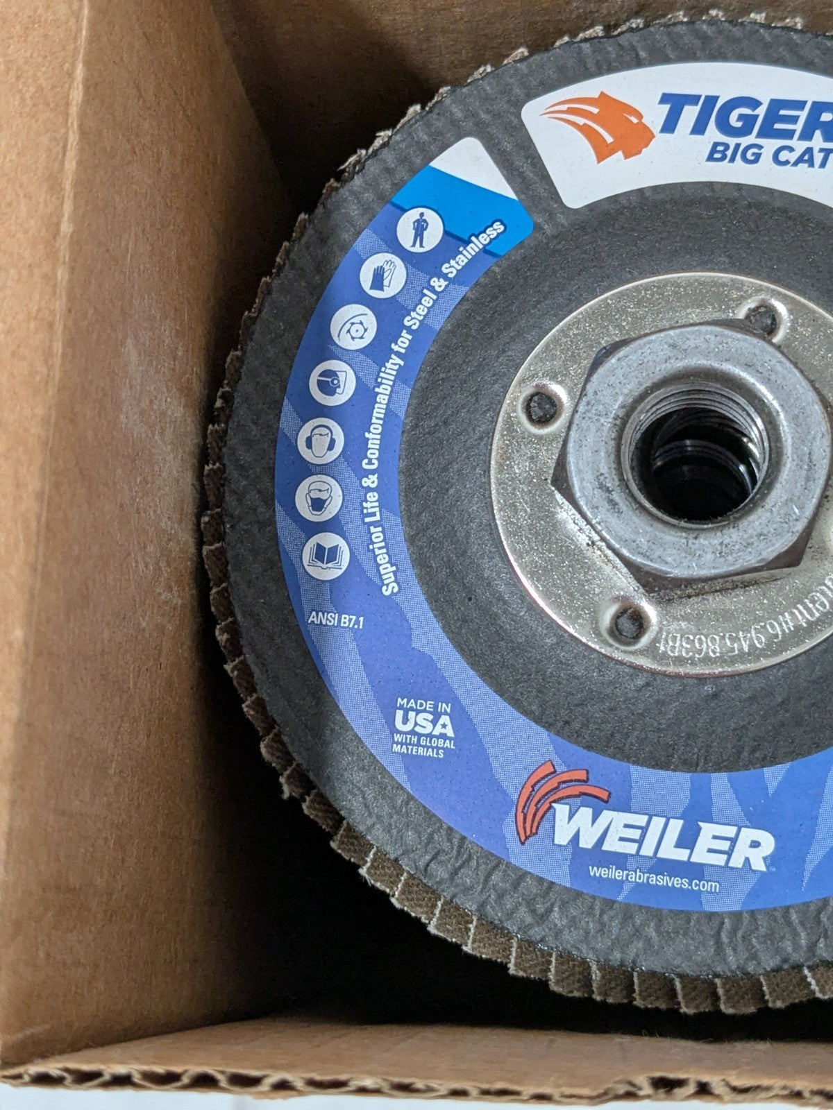 Weiler Flap Disc: 4-1/2" Dia, 40 Grit, Zirconia Alumina, Type 27 Box of 10