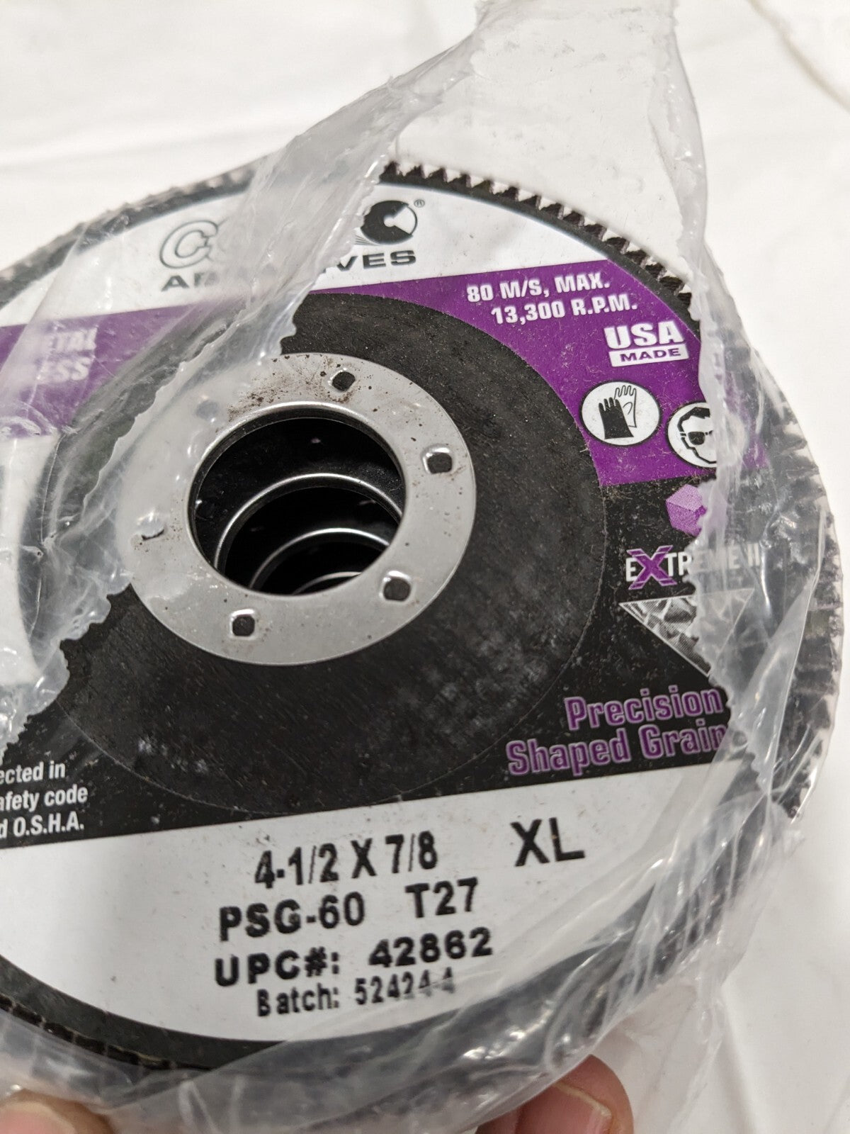 CGW Flap Disc: 4-1/2" Dia, 7/8" Hole, 60G, Ceramic Alumina, Type 27 Qty 6 42862