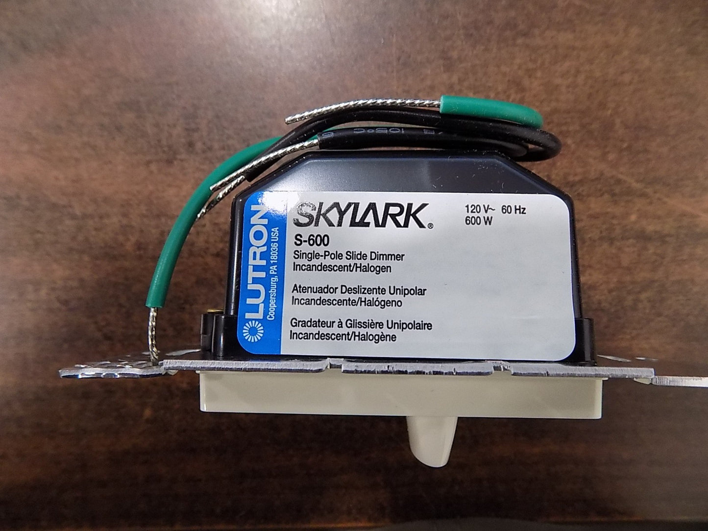 Lutron S-600-AL Skylark 600W Single Pole Slide-to-Off Dimmer Almond