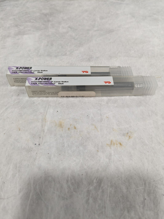 YG-1 Carbide End Mill 1/4" 4FL w/.020" Rad, .5"LOC,Qty 2 GM639905