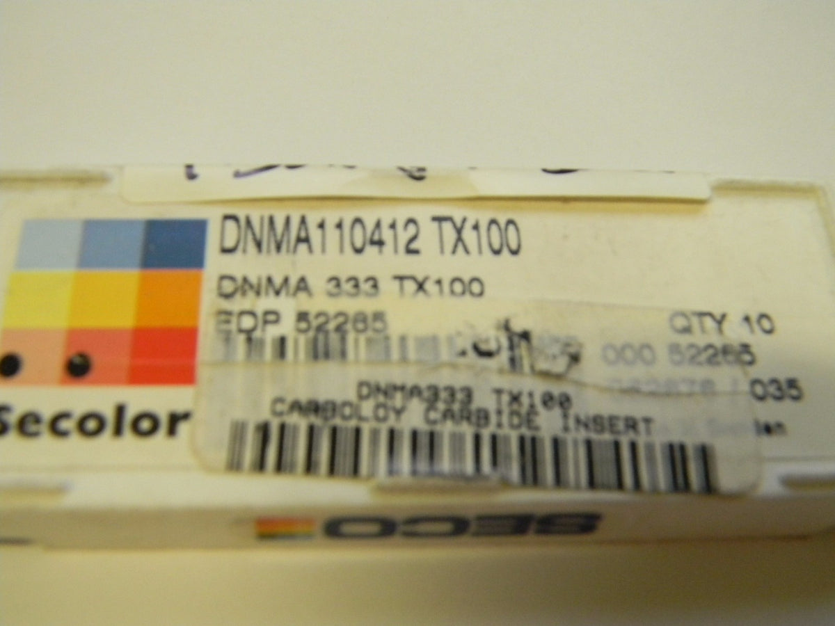 Seco DNMA110412 DNMA 333 TX100 Indexable Carbide Inserts pack of 10 52265